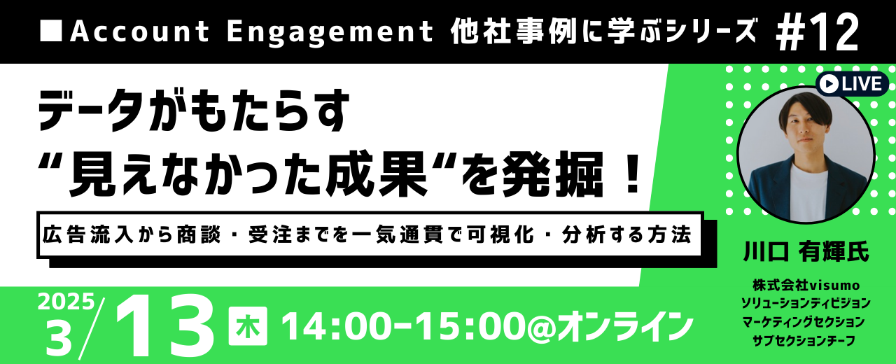 他社事例に学ぶシリーズVol.12 データがもたらす"見えなかった成果"を発掘！ 広告流入から商談・受注までを一気通貫で可視化・分析する方法